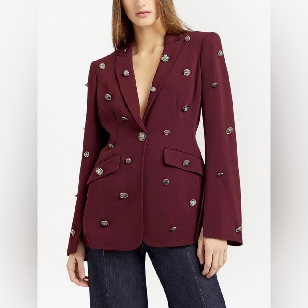 Cinq a Sept Cheyenne Embellished Crepe Blazer Size 10 NWT